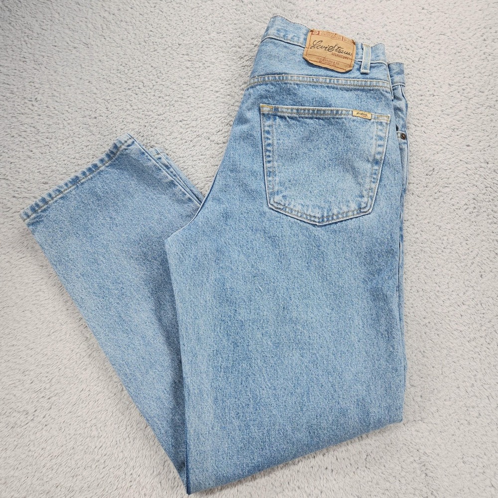 Levi Strauss Signature Jeans Mens 38x32 Light Wash Blue Relaxed Fit Denim Pants